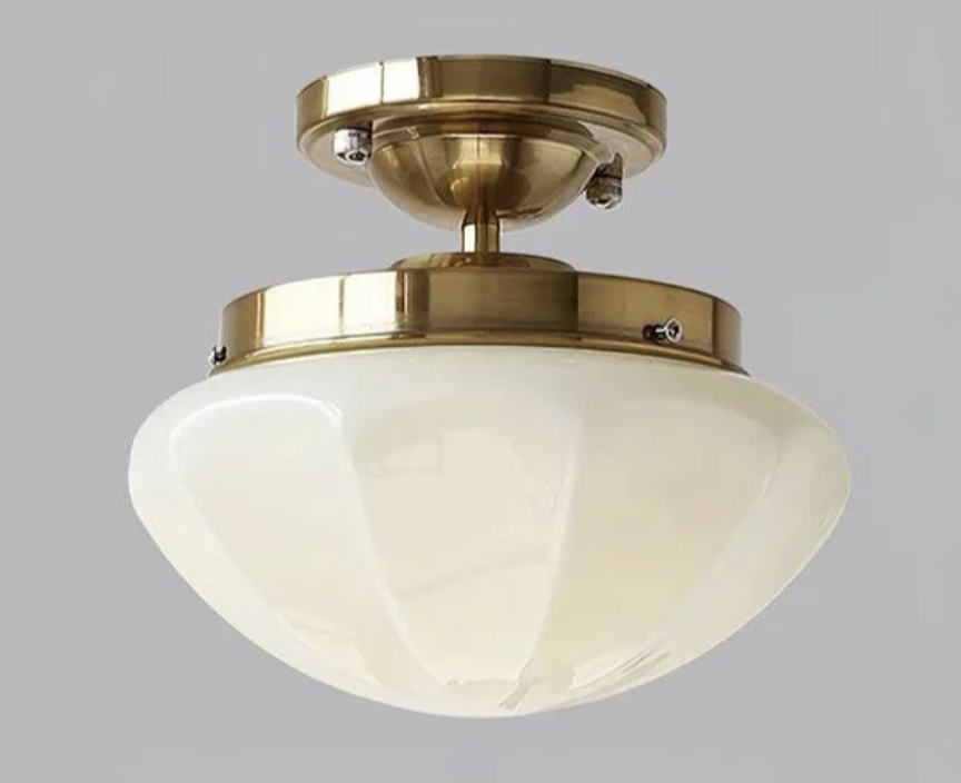 Brass and Beige Shade Pendant Light Fixture